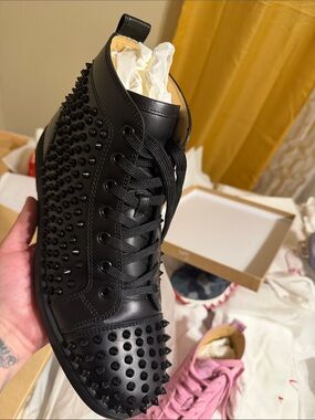 Christian Louboutin Black Spiked High-Top Sneaker